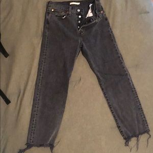 Levi Dark Grey/Black Denim Wedge Straight Jeans